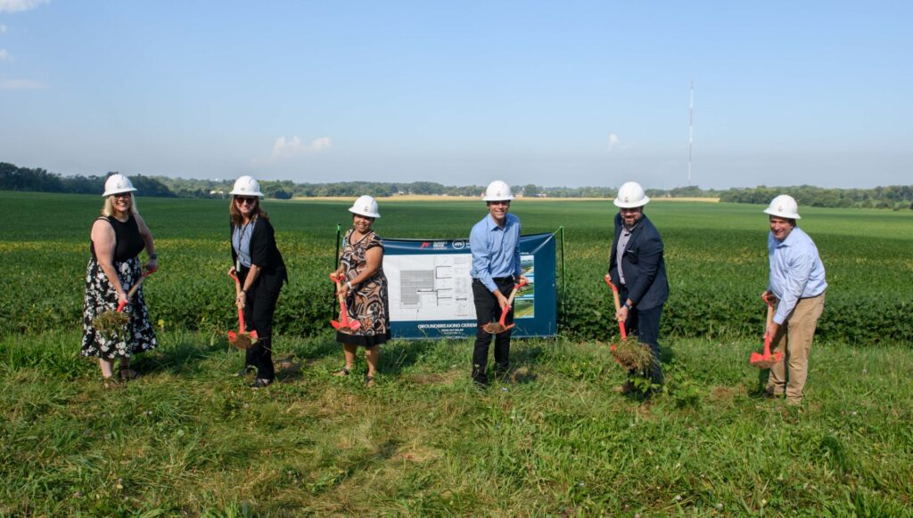  Summit Ridge Energy and Trajectory Energy Partners leaders break ground at Rock Cut Solar Community-Driven Community Solar project in Winnebago County, Illinois. Pictured from left to right : Keri Acevedo, Executive Director, Rockford Area Habitat for Humanity; Sarah Leys, Deputy Director for Community and Economic Development, City of Rockford; Carrie Willis, Executive Director, GetConnected815; Illinois Senator, Steve Stadelman; Mark Raeder, Principal, Summit Ridge Energy; Jon Carson, Founder and Managing Partner, Trajectory Energy Partners.